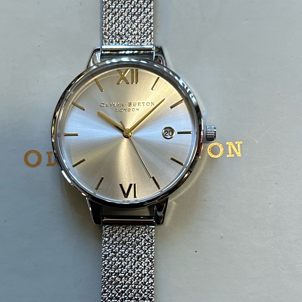 Olivia Watch With 34mm Silver SunRay Face With Silver MeshBracelet - Picture 4 of 9